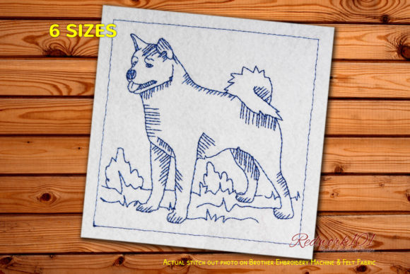 Akita Dog Redwork Design: A Must-Try for Boutique Embroidery Projects