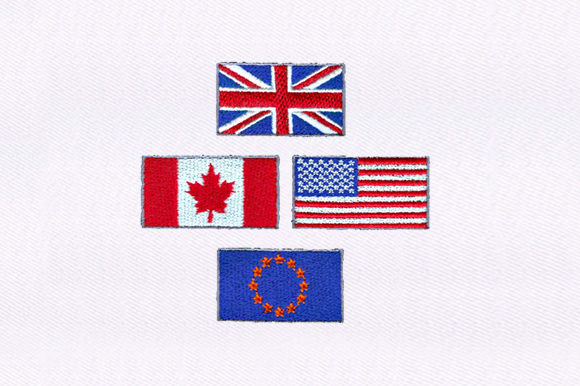 Eu,Us Uk,Canada Flag Embroidery Design