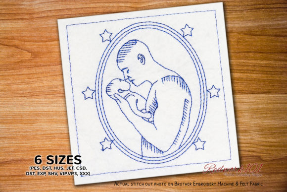 Father Kissing Boy Lineart Review for Seasonal Embroidery