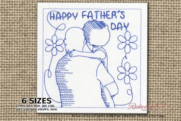 Father’s Day Greetings Redwork: A Timeless Embroidery Design for Personalized Gifts