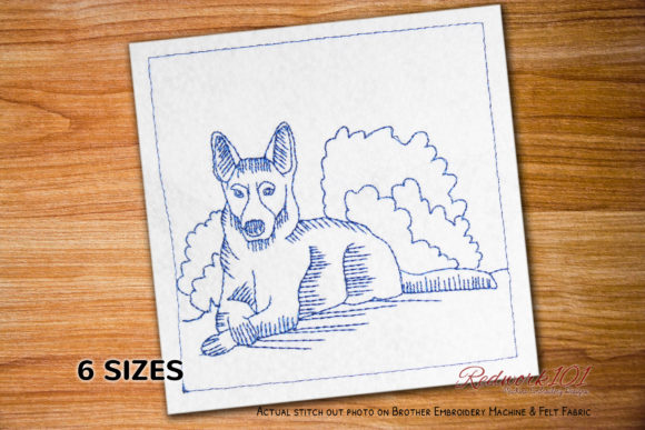 German Shepherd Dog Sitting and Smile Embroidery Review