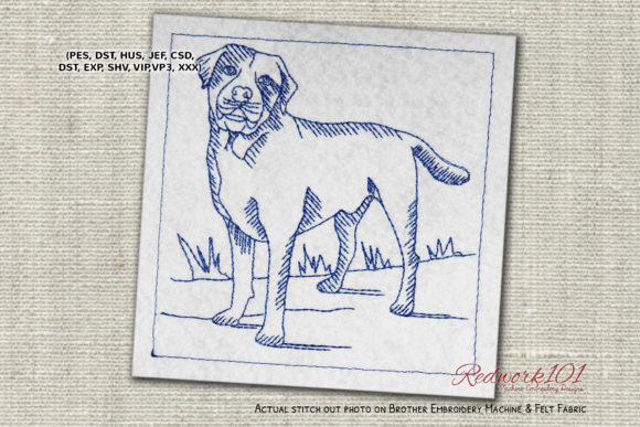 Labrador Dog Redwork for Seasonal Embroidery Projects