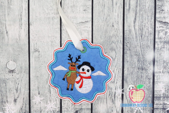 Reindeer with Snowman Ornament Embroidery Design Review