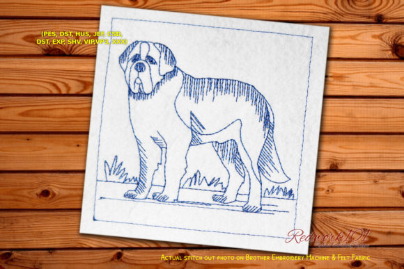 St. Bernard Dog Lineart: A Versatile Embroidery Design for Boutique Projects