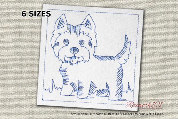 West Highland White Terrier Dog Redwork: A Charming Embroidery Design
